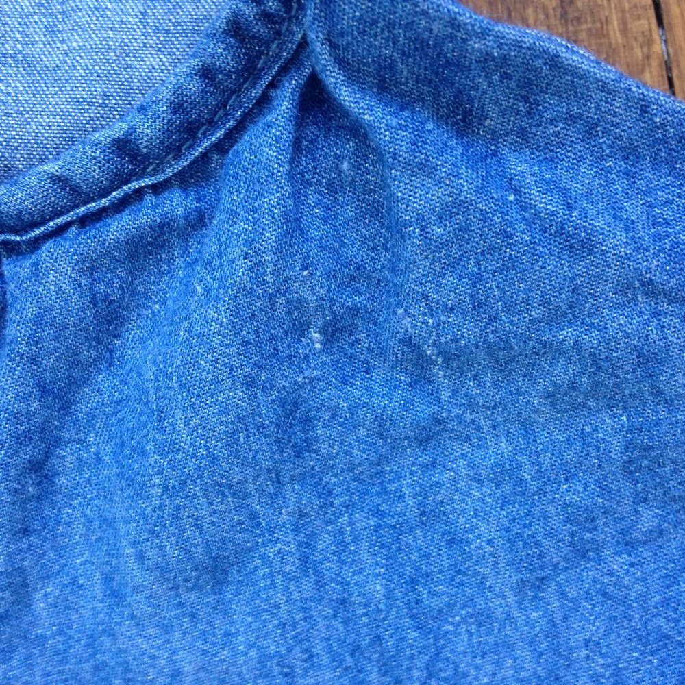 Denim Dress With Front Ruffle - Picture 9 of 13